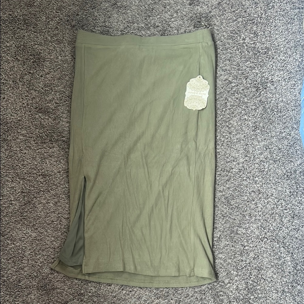 Altar'd State Green Midi Pencil Skirt with Slit